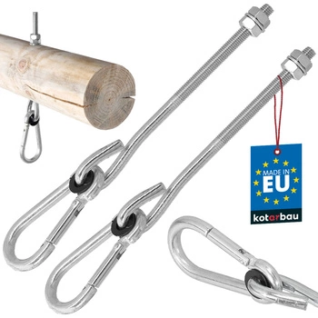 Hak huśtawkowy z karabińczykiem śrubowy do drewna m10 195 mm zestaw 2 szt.