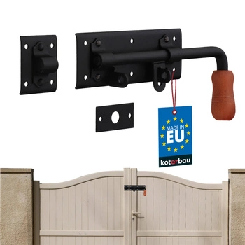 Zasuwa garażowa rygiel blokada drzwi bramy stal prawa czarna 280 mm