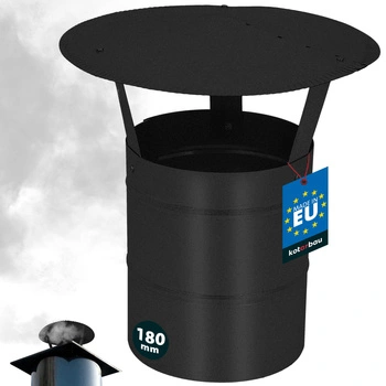 Daszek dymny do rury kominowej ocynkowany czarny 180 mm