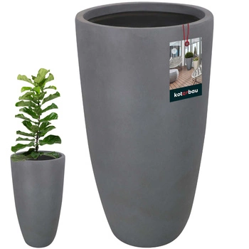 Doniczka włókno ceramiczne duża do salonu na taras szara 32x62 cm