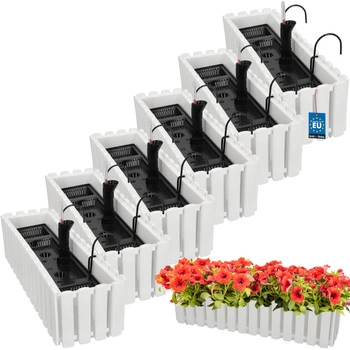 Doniczka balkonowa balkonowa biała na balustradę 600 MM Zestaw 6 SZT