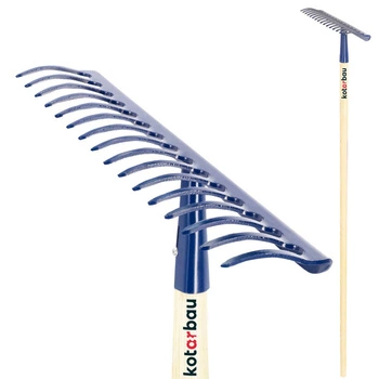 Grabie metalowe ogrodowe 16-zębne z drewnianym trzonkiem