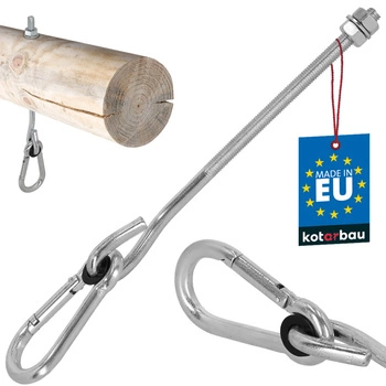 Hak huśtawkowy z karabińczykiem śrubowy do drewna m10 230 mm