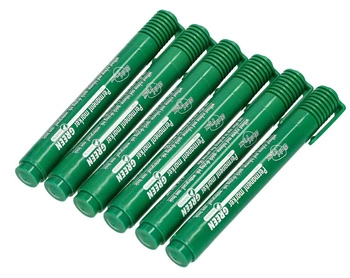 Marker permanentny zielony wodoodporny okrągły - 6 szt.