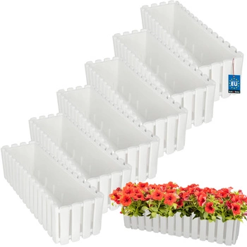 Doniczka balkonowa balkonowa biała na balustradę 600 MM Zestaw 6 SZT