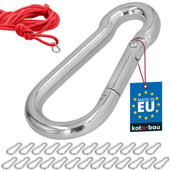 Karabińczyk strażacki do huśtawki liny hamaka metalowy 50 mm zestaw 25 szt.