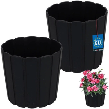 Doniczka plastikowa na kwiaty antracyt 15cm zestaw 2 szt