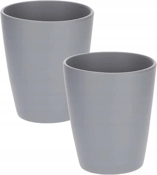 Doniczka osłonka ceramiczna na kwiaty 12 cm szara matowa - 2 szt.