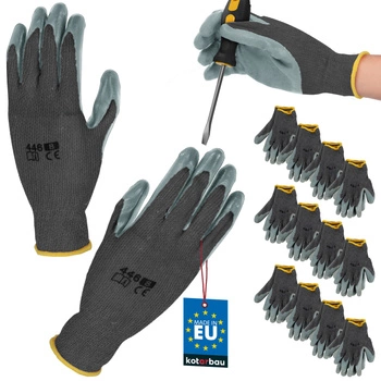 Rękawice robocze antypoślizgowe powlekane lateksem rozmiar m zestaw 12 szt.