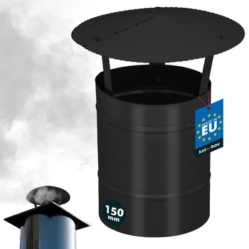 Daszek dymny do rury kominowej ocynkowany czarny 150 mm