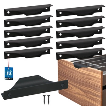 Uchwyt meblowy krawędziowy nowoczesny aluminium czarny mat 96 mm zestaw 10 szt.