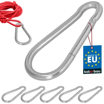 Karabińczyk strażacki do huśtawki liny hamaka metalowy 200 mm zestaw 5 szt.