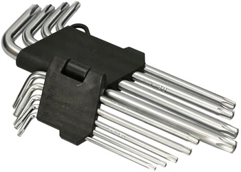 Klucze imbusowe wkrętaki gwiazdkowe torx cr.v - 9 szt.