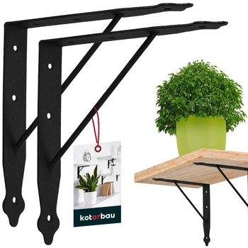 Wspornik pod półkę czarny ze wzmocnieniem 20x20 cm zestaw 2 szt.