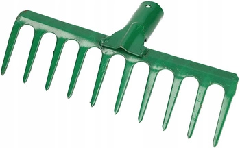 Grabie ogrodowe wzmocnione 10-zębne grabki metalowe - Kolor zielony