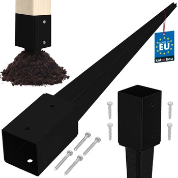 Podstawa słupa wbijana do ziemi stalowa czarna 80x80x750 mm