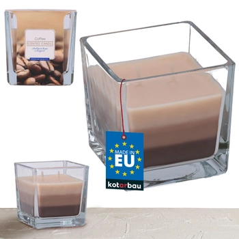 Świeca świeczka trójkolorowa zapachowa w szkle 32 h - kawa