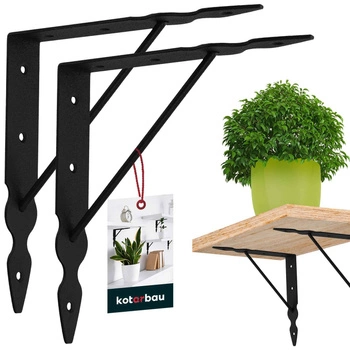 Wspornik pod półkę ze wzmocnieniem czarny 20x20 cm zestaw 2 szt.