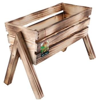 Donica drewniana stojąca na kwiaty opalana 40 cm