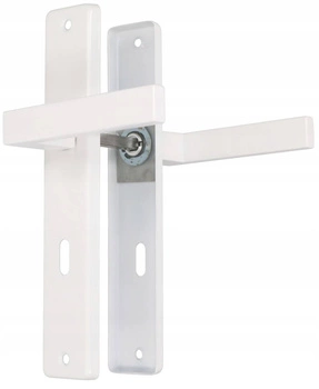 Klamka drzwiowa biała długi szyld drzwi 72 klucz