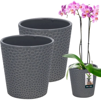 Doniczka ceramiczna popiel na kwiaty rośliny storczyki 9,5 cm zestaw 2 szt.