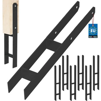 Podstawa słupa h do wmurowania stalowa ocynk czarna 70 mm zestaw 6 szt.