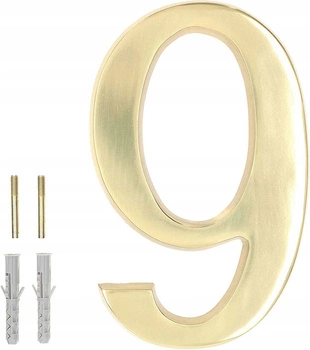 Cyfra numer domu "9" na drzwi 3d 20cm mosiądz