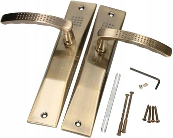 Klamka do drzwi bez zamka gładka długi szyld patyna 72 mm