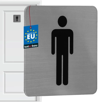 Znak tabliczka na drzwi wc dla mężczyzn piktogram samoprzylepny stal 7x7 cm