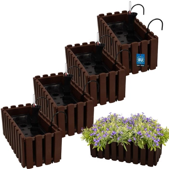 Doniczka balkonowa balkonowa brązowa 400 MM Zestaw 4 SZT