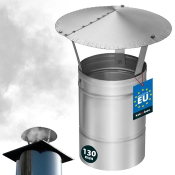 Daszek dymny do rury kominowej ocynkowany srebrny 130 mm