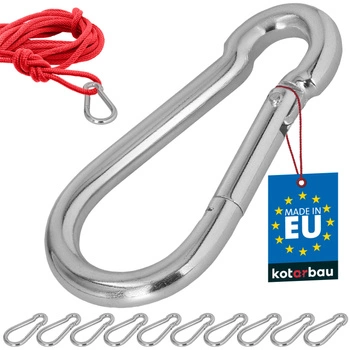 Karabińczyk strażacki do huśtawki liny hamaka metalowy 120 mm zestaw 10 szt.