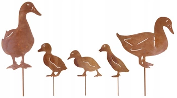 Zestaw figurka wbijana ogrodowa ozdoba rdza kaczki