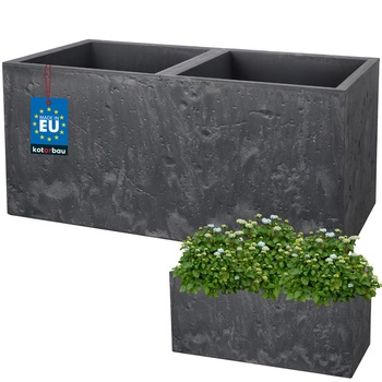 Donica prostokątna podwójna beton industrialna marengo 77 cm
