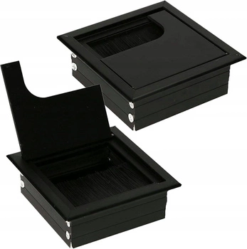 Przepust kablowy aluminiowy przelotka meblowa czarna 80x80 mm - zestaw 2 szt.