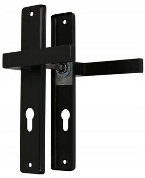 Klamka drzwiowa czarna długi szyld drzwi 72 wkład - Kolor czarny