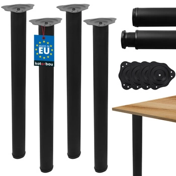 Noga do biurka stołu stolika stalowa czarna ø6x71 cm zestaw 4 szt.