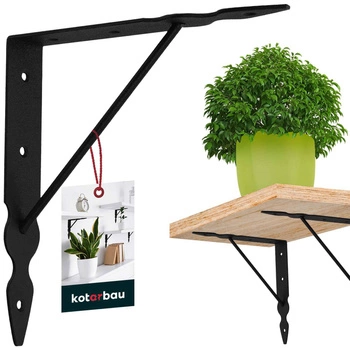 Wspornik pod półkę ze wzmocnieniem czarny 20x20 cm