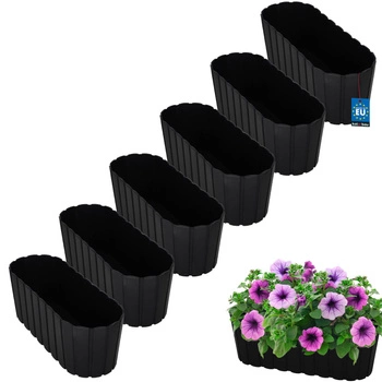 Doniczka podłużna na kwiaty antracyt 40 cm zestaw 6 szt