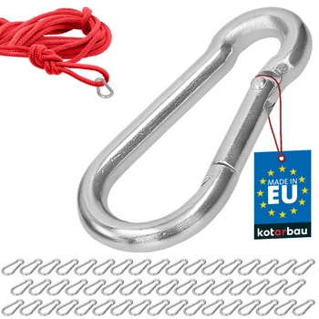 Karabińczyk strażacki do huśtawki liny hamaka metalowy 60 mm zestaw 50 szt.