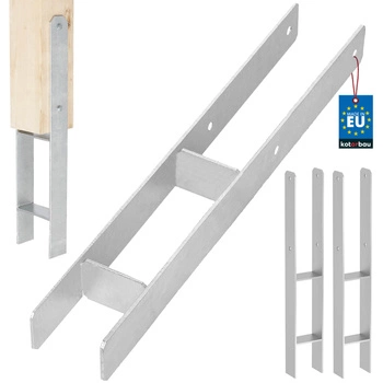 Podstawa słupa h do wmurowania stalowa ocynk srebrna 80 mm zestaw 2 szt.