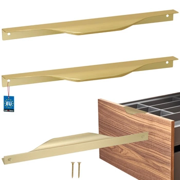 Uchwyt meblowy krawędziowy nowoczesny aluminium złoty mat 256 mm zestaw 2 szt.