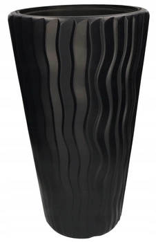 Doniczka 50x30 cm w paski + wkład z uchwytami - Kolor antracyt