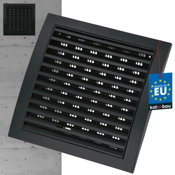 Kratka wentylacyjna zamykana z siatką 190x190mm - Kolor czarny