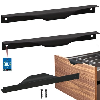 Uchwyt meblowy krawędziowy nowoczesny aluminium czarny mat 192 mm zestaw 2 szt.