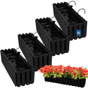 Doniczka balkonowa balkonowa antracyt 600 MM Zestaw 4 SZT