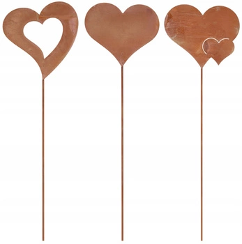 Zestaw figurka wbijana ogrodowa ozdoba rdza serce