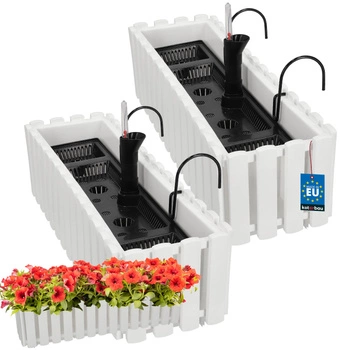 Doniczka balkonowa balkonowa biała na balustradę 600 MM Zestaw 2 SZT