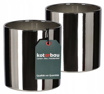 Doniczka srebrna ceramiczna połysk fi 130 zestaw 2 szt.