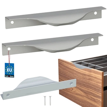 Uchwyt meblowy krawędziowy nowoczesny aluminium srebrny 128 mm zestaw 2 szt.